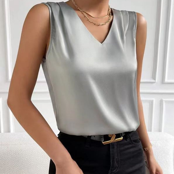 Satin Tailored Sleeveless Vest