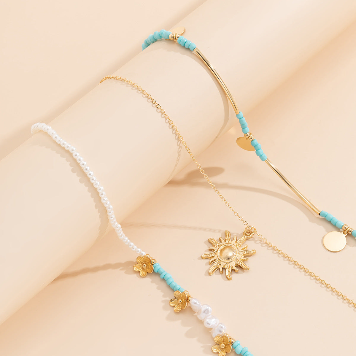 Sunflower Beaded Tassel Necklace
