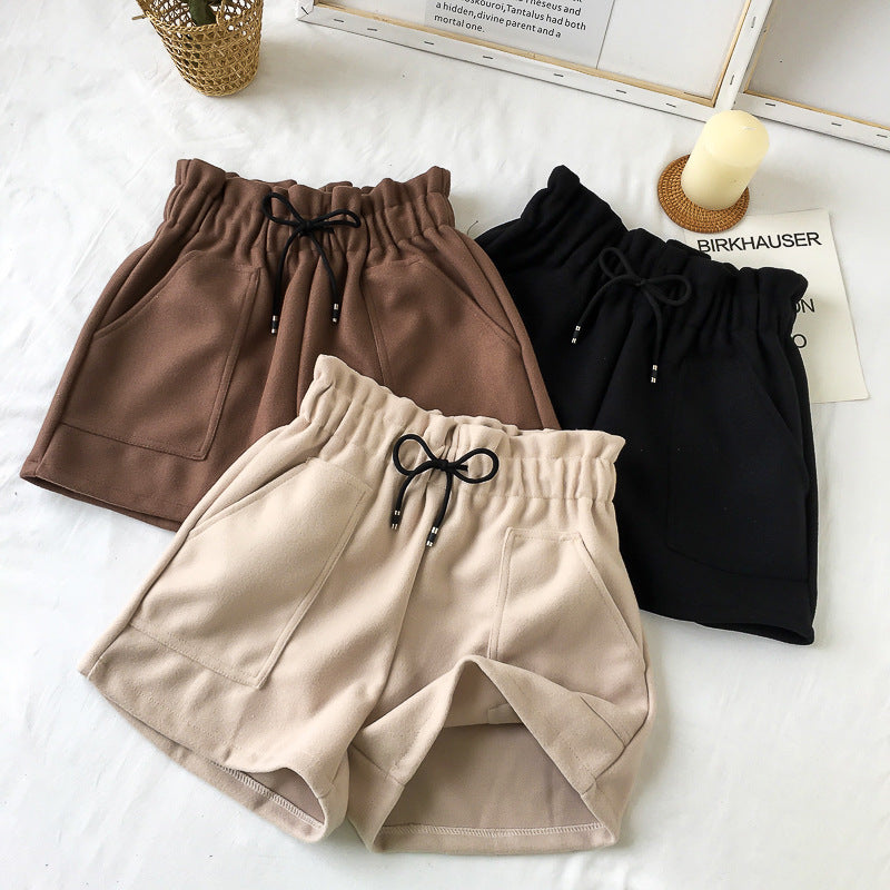 High-Waist Wide-Leg Winter Shorts