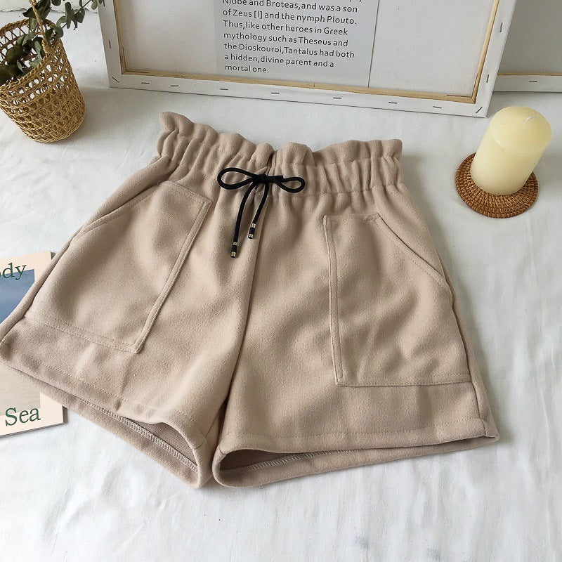 High-Waist Wide-Leg Winter Shorts