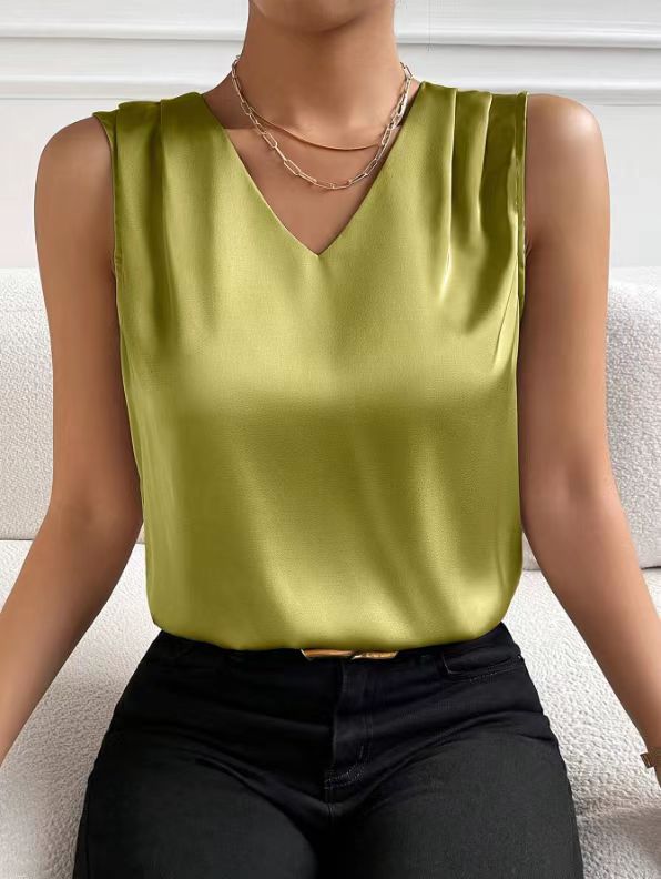 Satin Tailored Sleeveless Vest