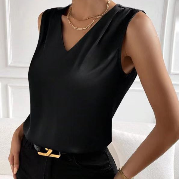 Satin Tailored Sleeveless Vest