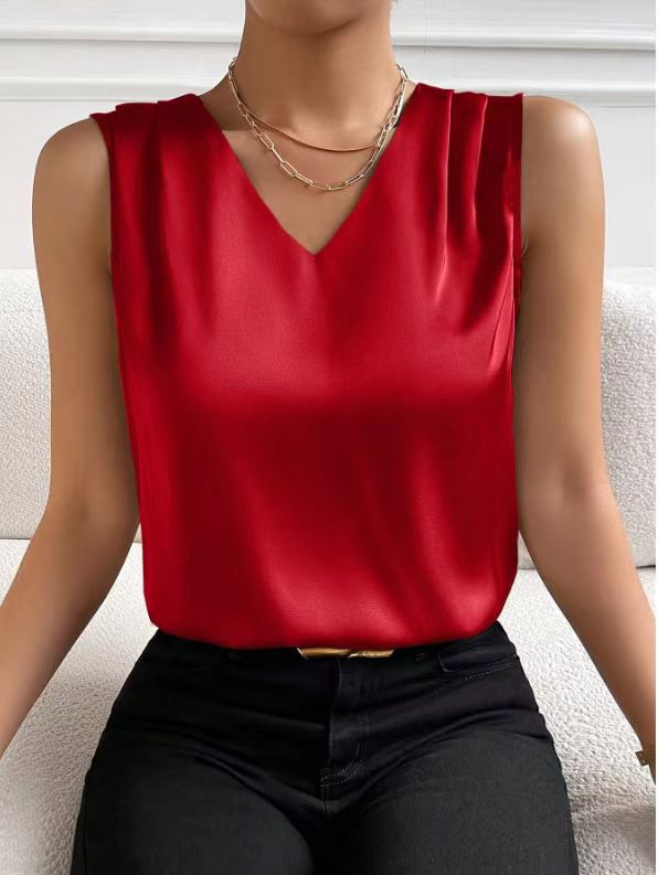 Satin Tailored Sleeveless Vest