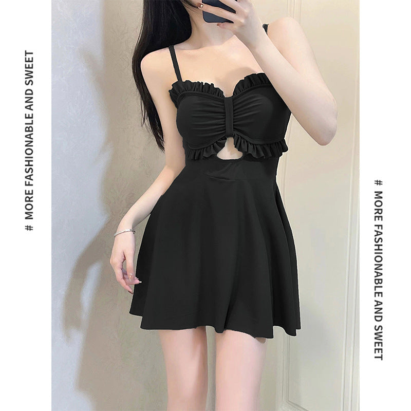 Avocado Green Skirted Swimsuit