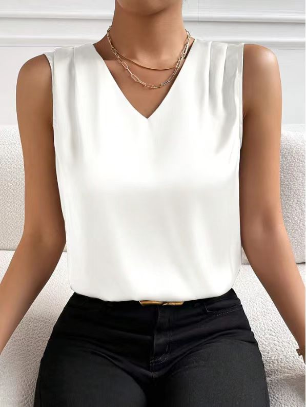 Satin Tailored Sleeveless Vest