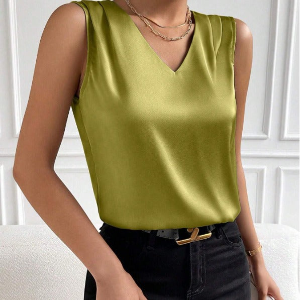 Satin Tailored Sleeveless Vest