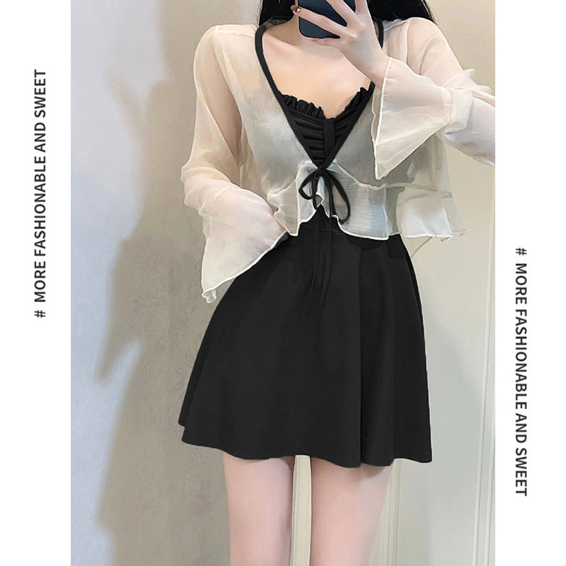Avocado Green Skirted Swimsuit