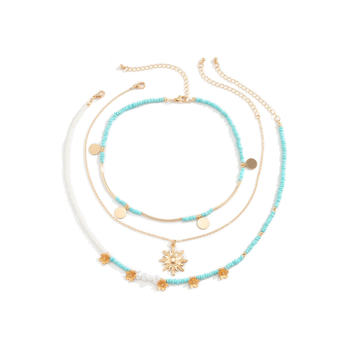 Sunflower Beaded Tassel Necklace