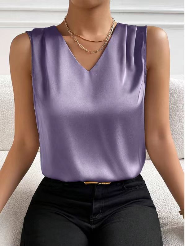 Satin Tailored Sleeveless Vest