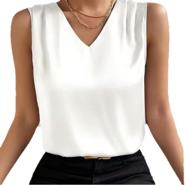 Satin Tailored Sleeveless Vest