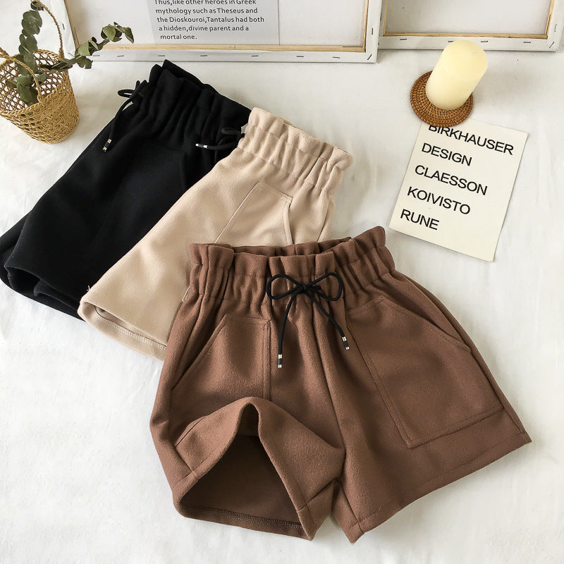 High-Waist Wide-Leg Winter Shorts