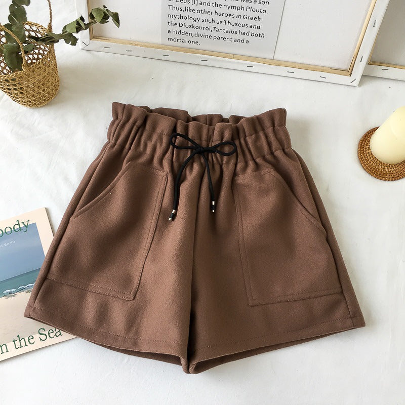 High-Waist Wide-Leg Winter Shorts