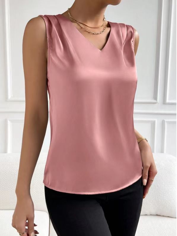 Satin Tailored Sleeveless Vest